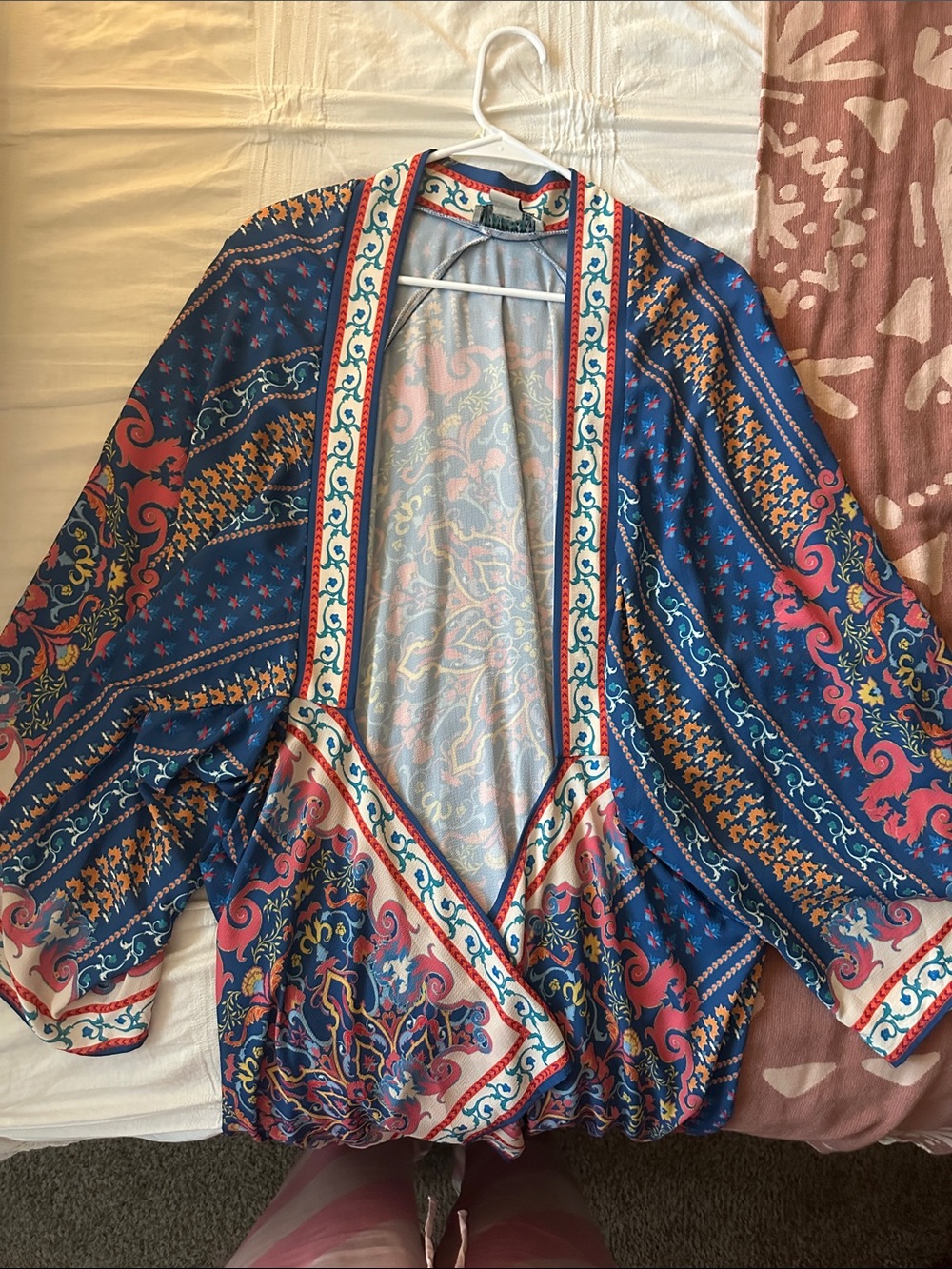 Flying Tomato Blue Multicolor Paisley Kimono Coverup
